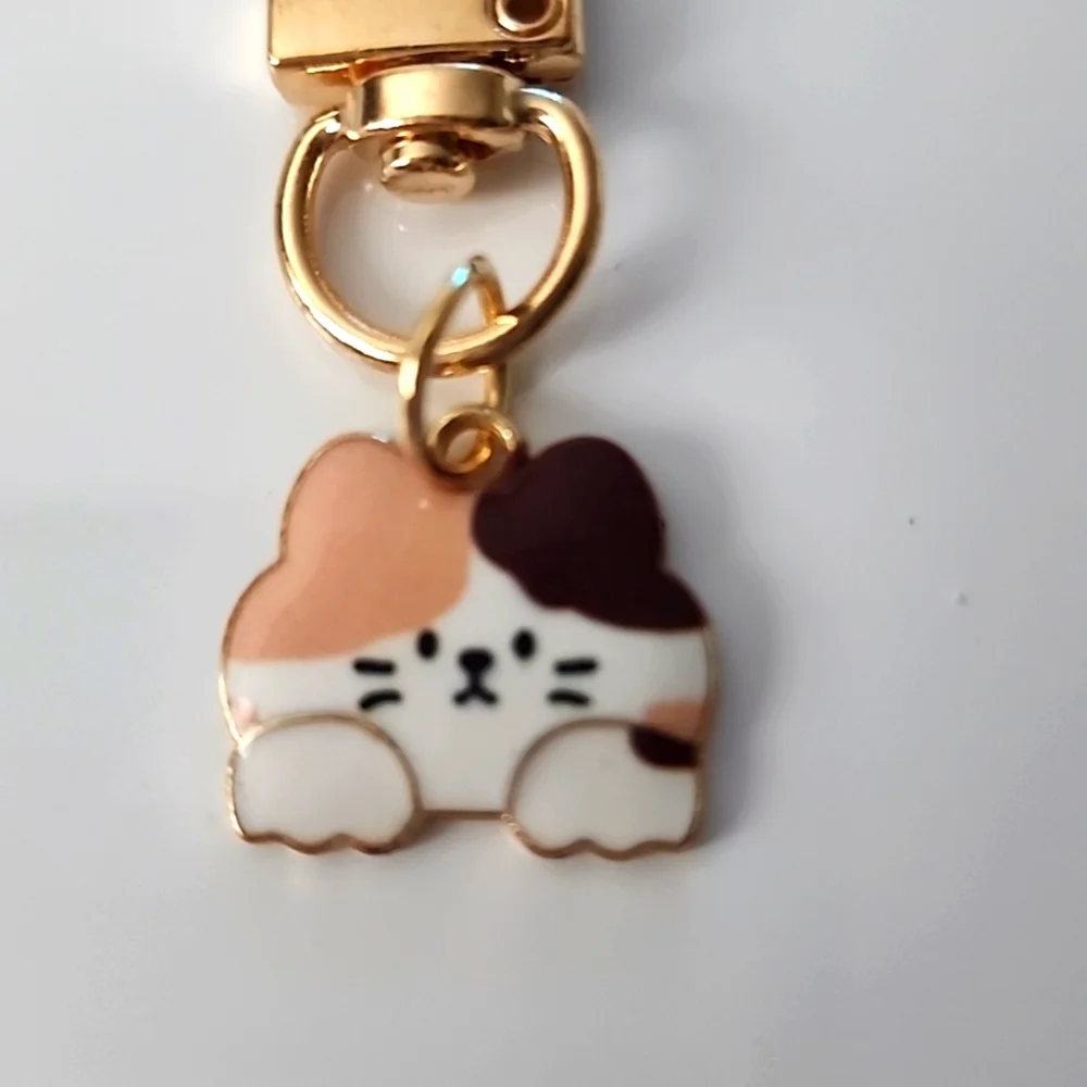 CALICO CAT  ZIPPER Pull purse charm Or Charm bracelet Lobster claw clip closure